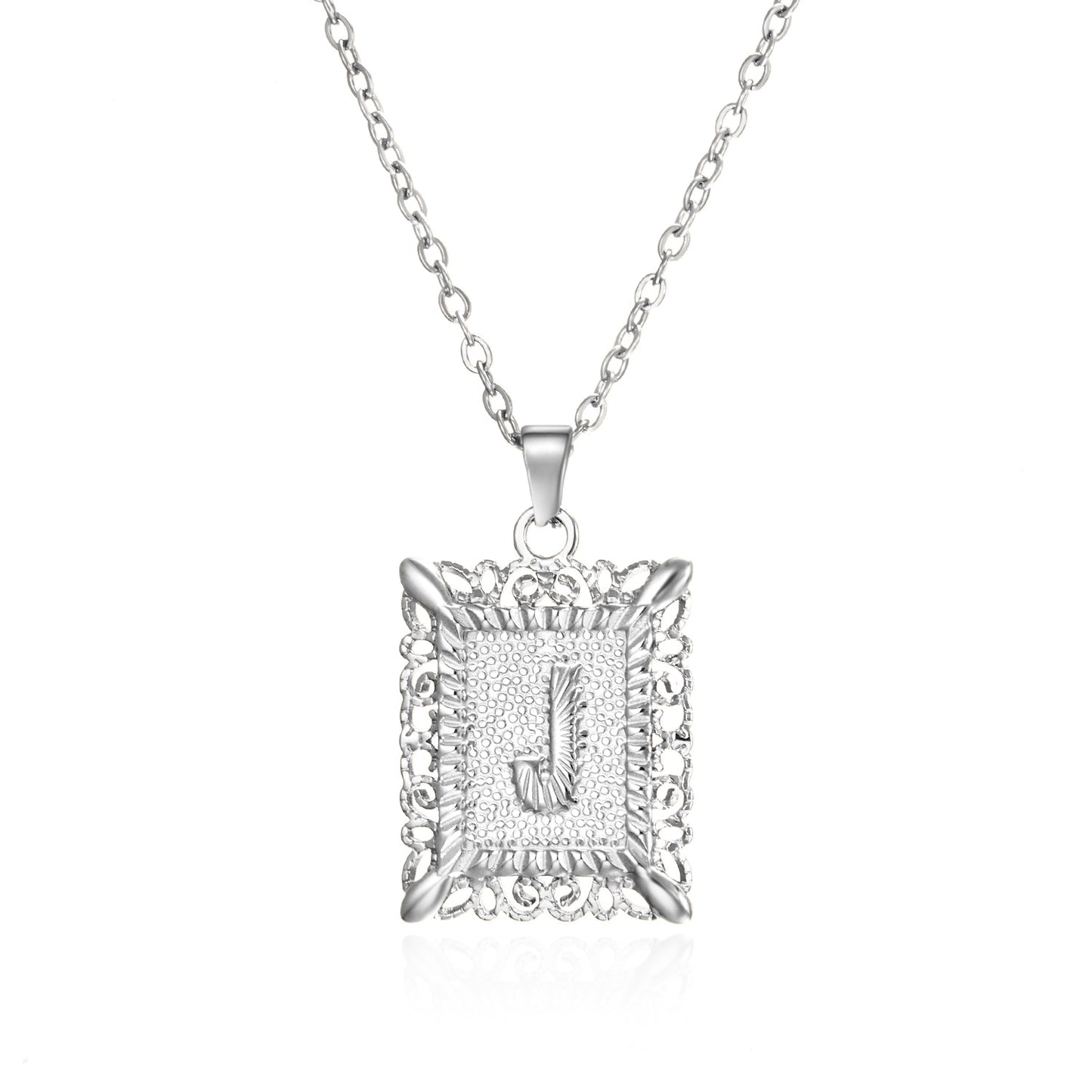 Stainless Steel 26 Letters Titanium Steel Square Pendant - sumet.shop