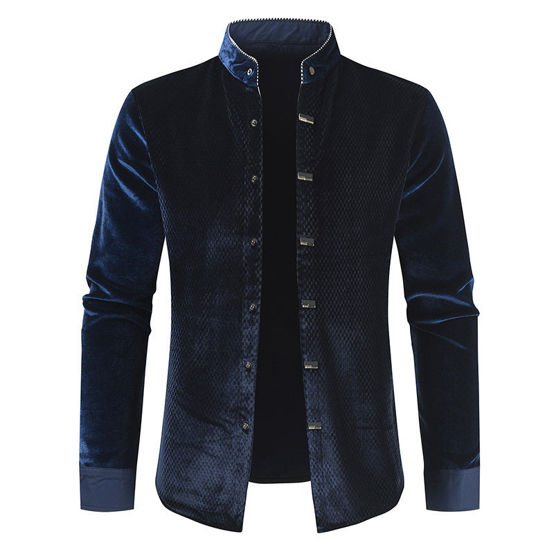 Men's Long Sleeve Pleuche Fashionable Warm Shirt - sumet.shop