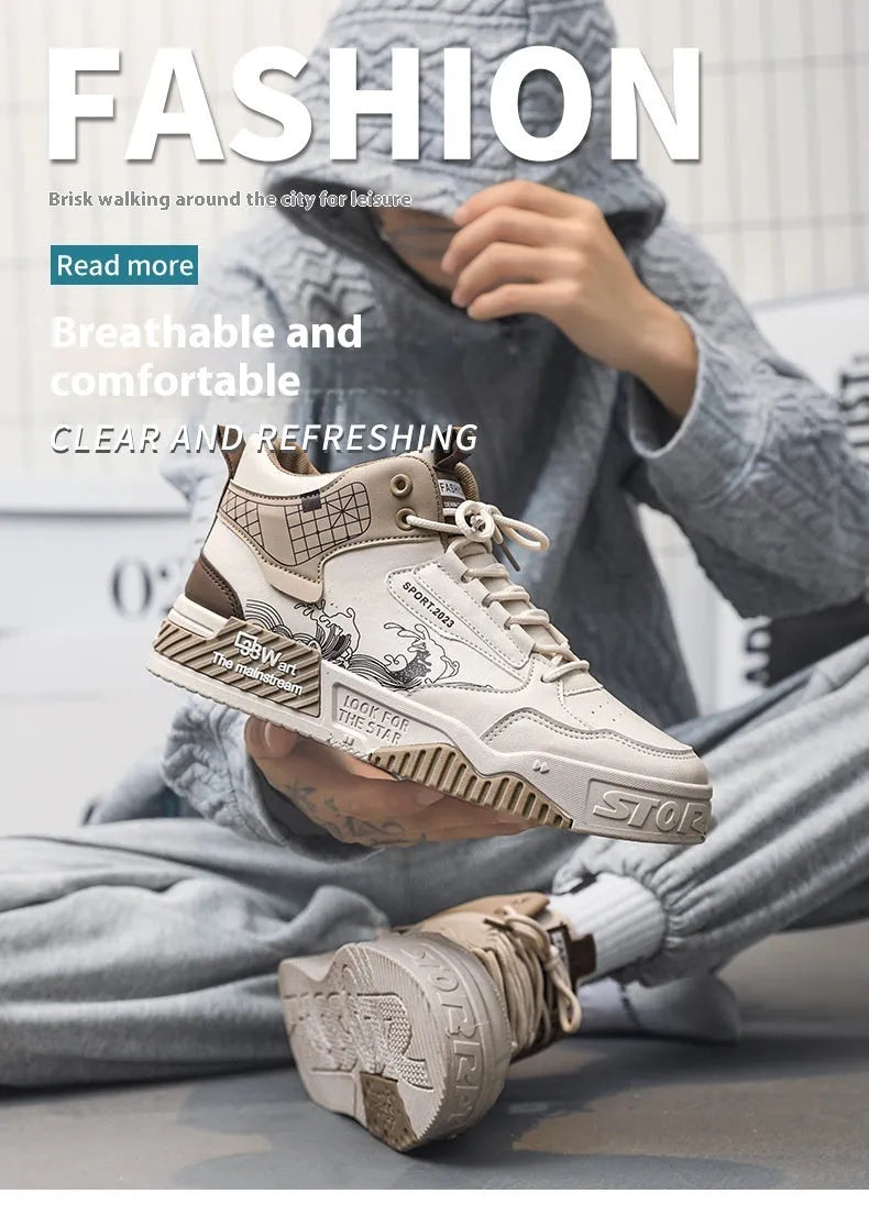 Men's Sneaker Shoes Increased Easy Wear Borad Shoe Summer Casual Sports High-top Trendy Shoes