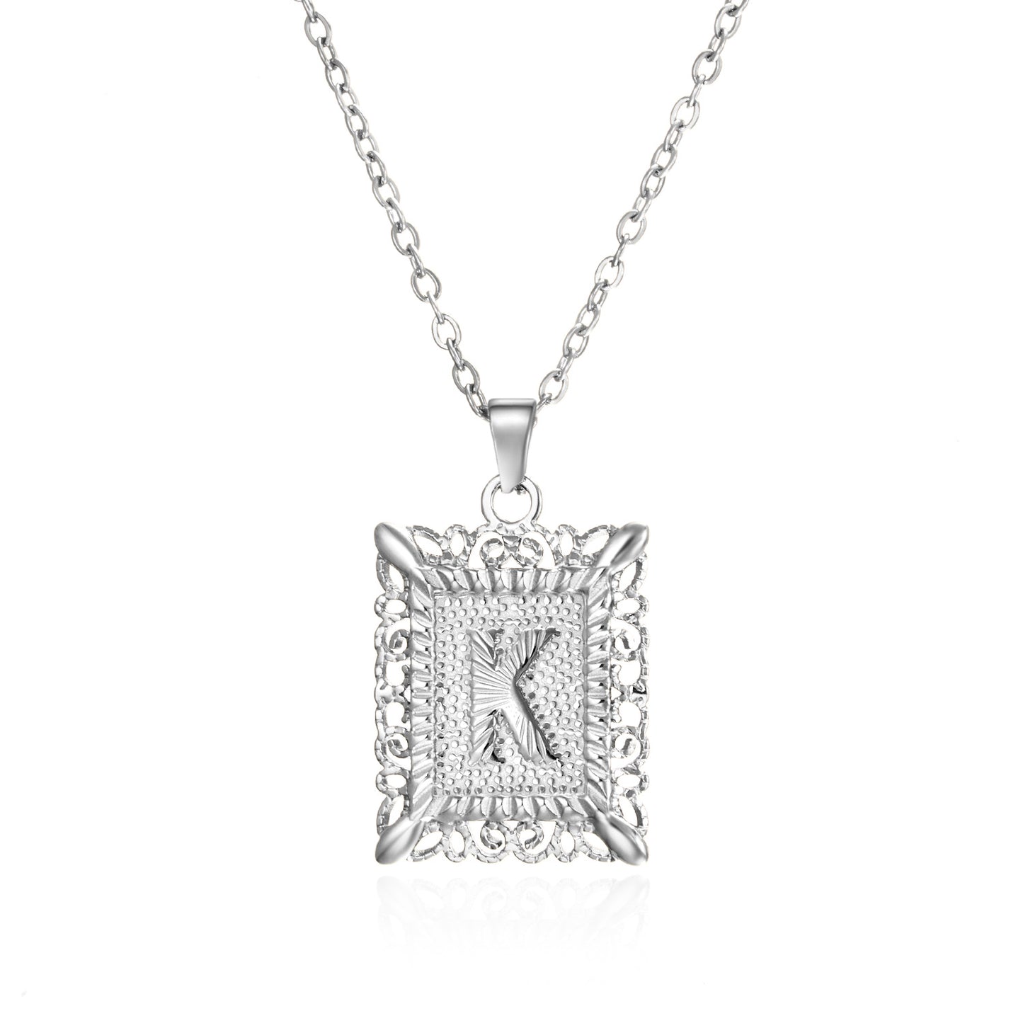 Stainless Steel 26 Letters Titanium Steel Square Pendant - sumet.shop