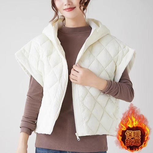Women's Vest With Fly Sleeves And Hoodie Trendy Coat