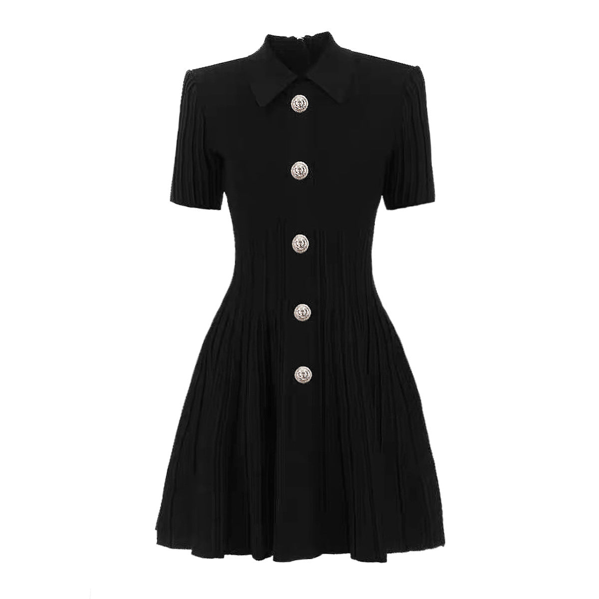 Line Dress Women Fashion High Quality Knitted Lapel Slim Fit Slimming A- Line Dress Women
