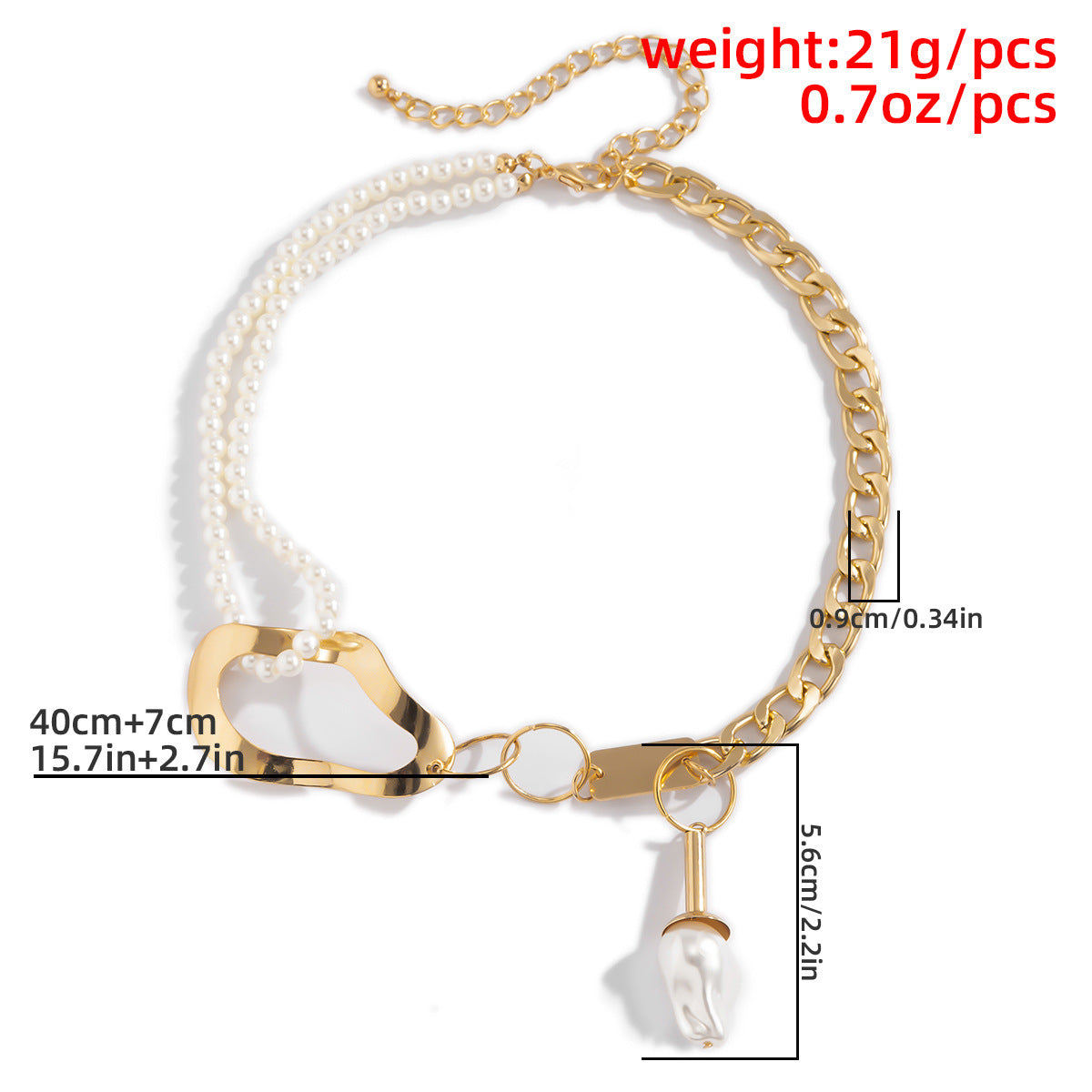 Hip-hop Shaped Pearl Stitching Clavicle Chain