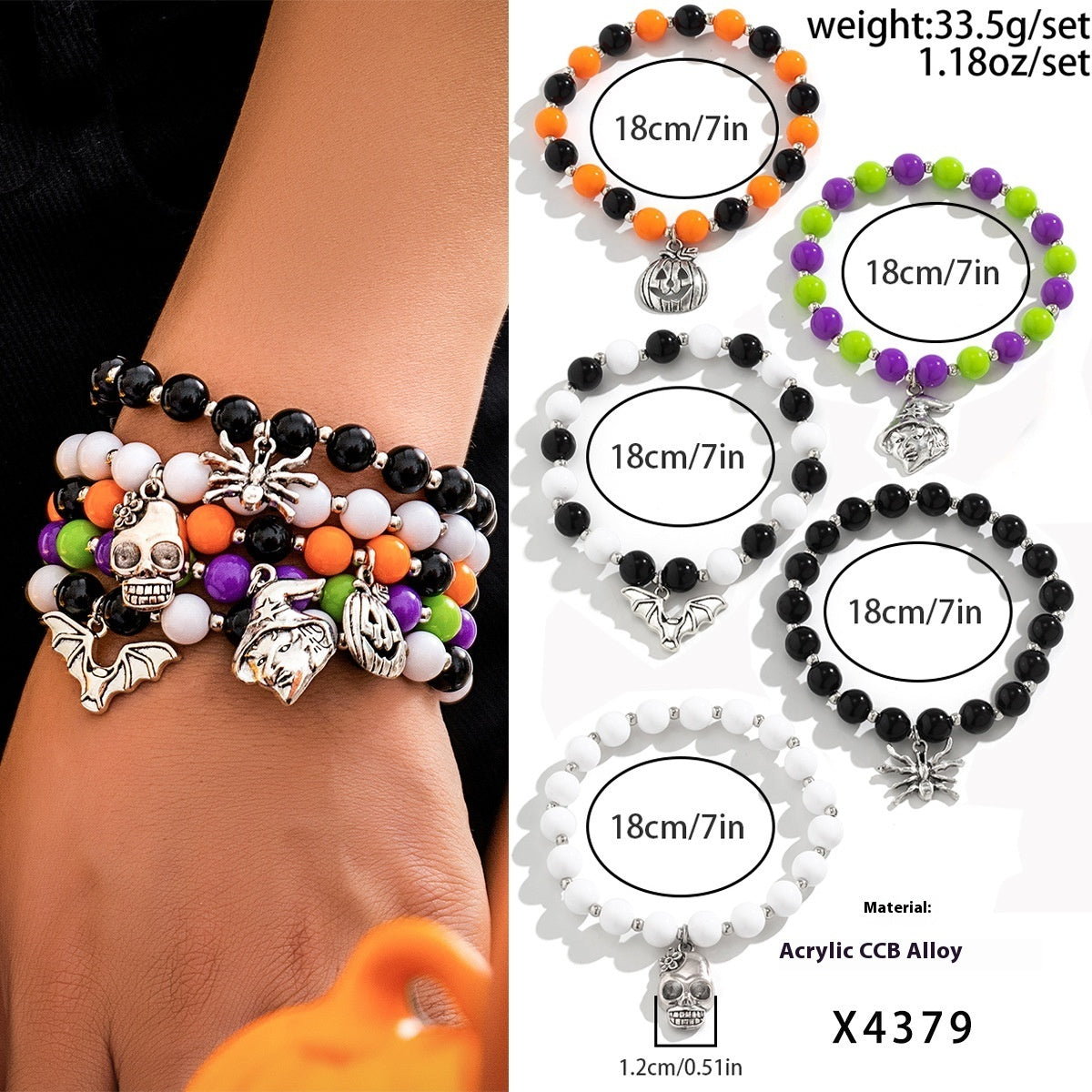 Pumpkin Bracelet Suit European And American Halloween New Skull Pumpkin Bracelet Suit