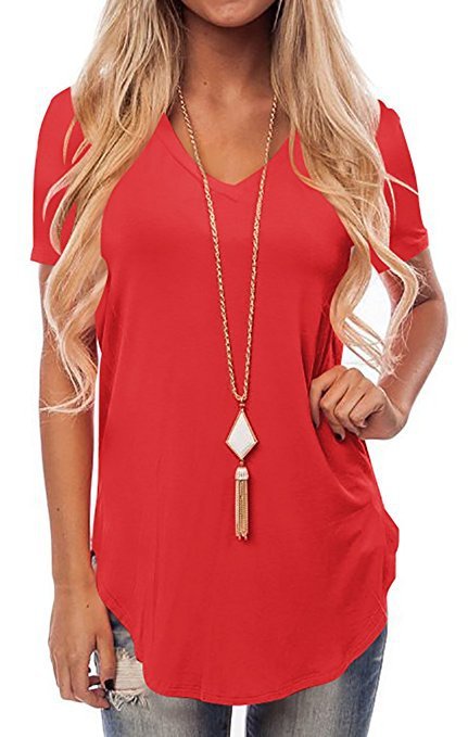 V-Neck Short Sleeve T-Shirt Tuxedo Loose T-Shirt
