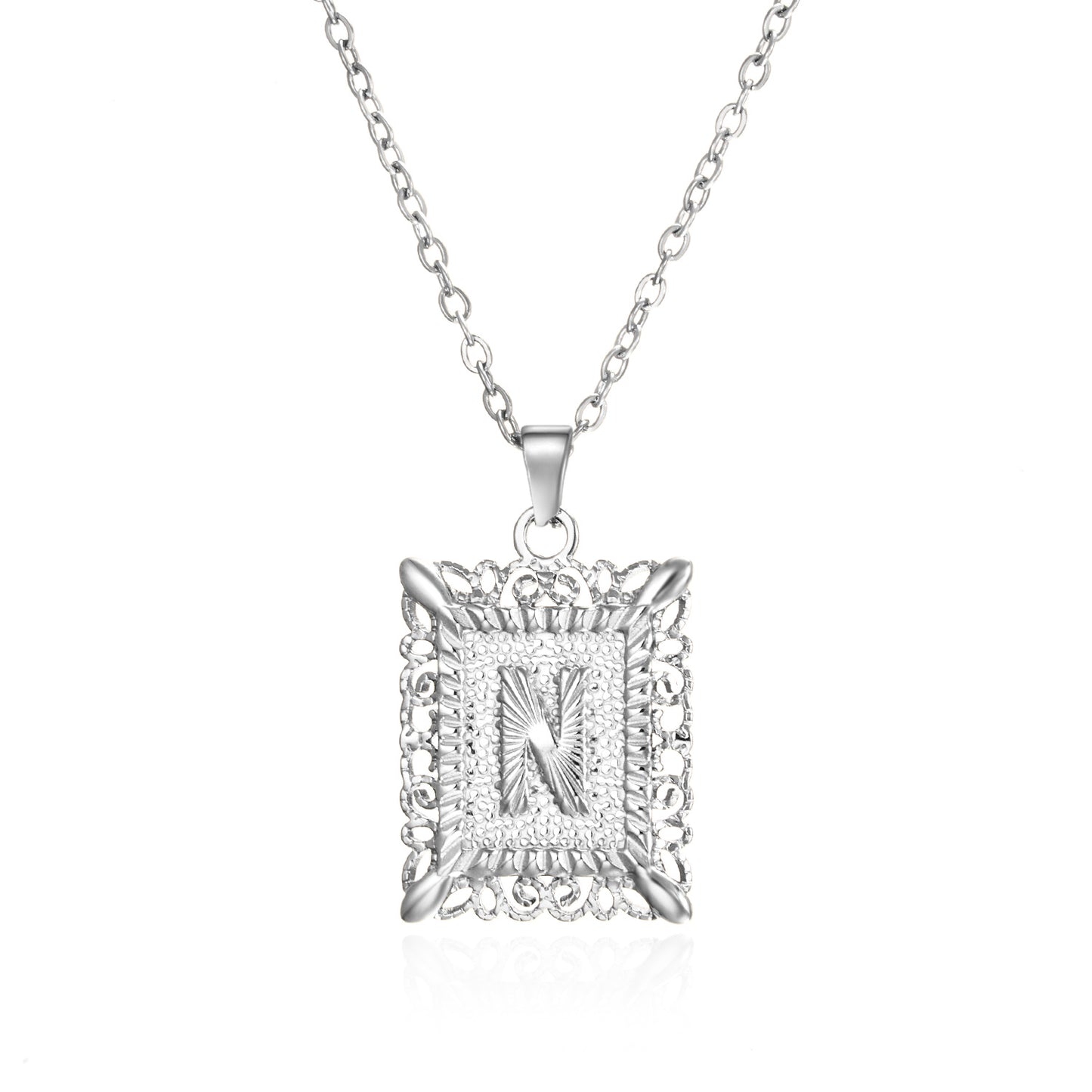 Stainless Steel 26 Letters Titanium Steel Square Pendant - sumet.shop