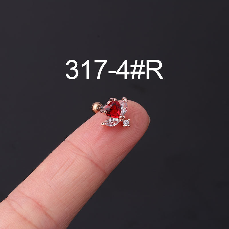Stainless Steel Thin Rod Color Zirconium Ear Bone Nail Screw Screw Ball Ear Stud