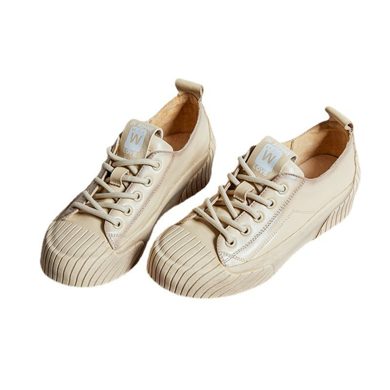Women's Soft Bottom Shoes Skateboard Shoes All-Match Platform Lace-up
