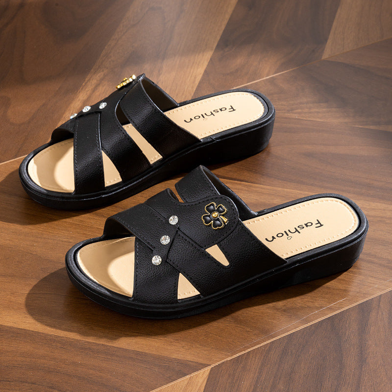 Thick-soled Slippers Outdoor Wear Summer Wedge Fashion Non-slip Home Thick-soled Slippers