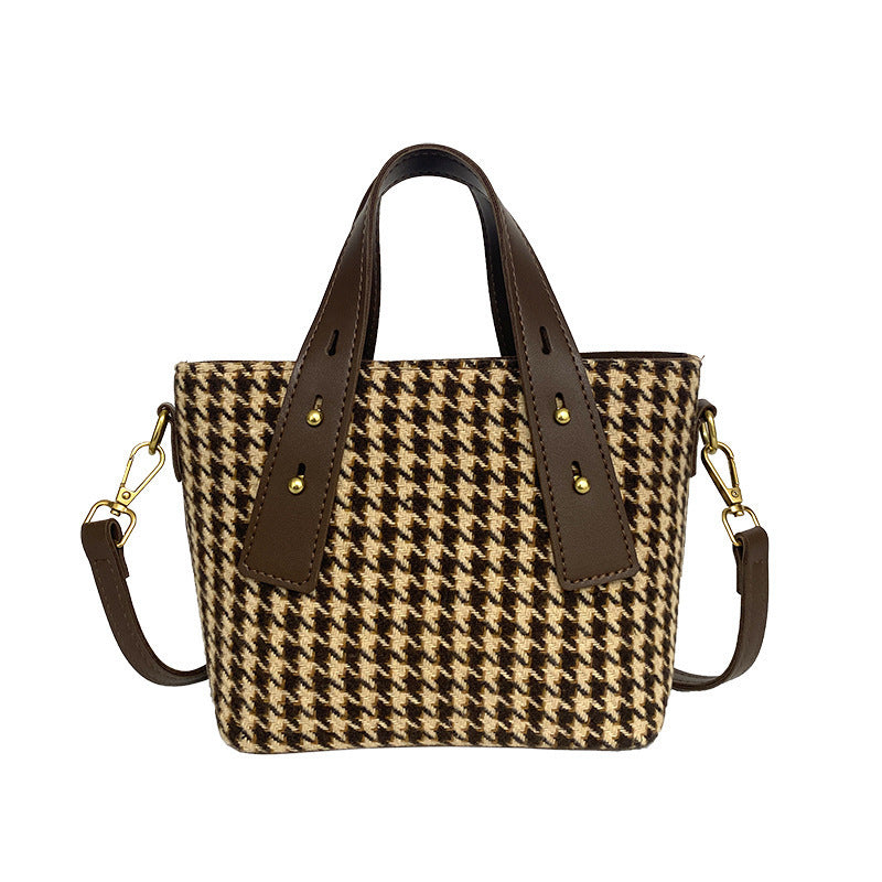 Retro Women's New Western Style Messenger Bag Houndstooth