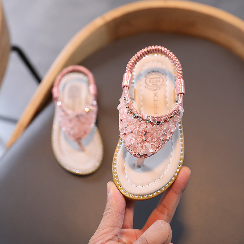 Sandals And Slippers New Girls' Flip Flops With Rhinestone Sandals Women's Sandals And Slippers