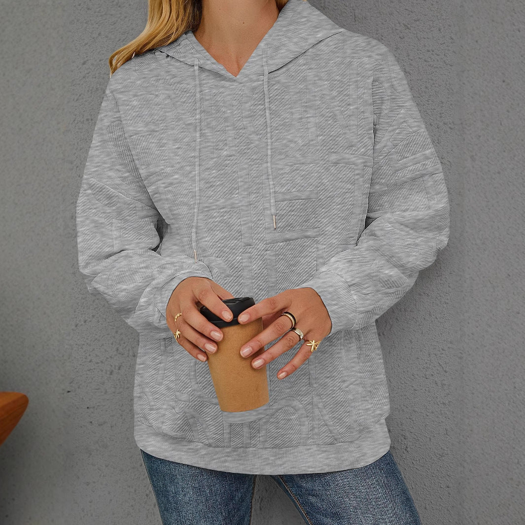 Loose Fashion Three-dimensional Printing Long Sleeve Pullover Hoodie Women