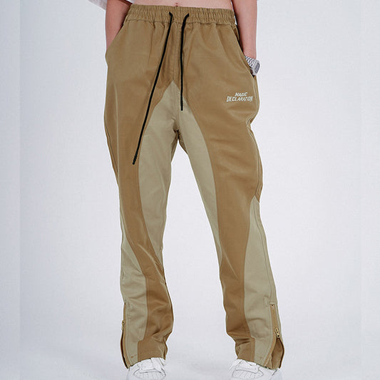 Pants American High Street Alphabet Embroidered Panel Contrast Track