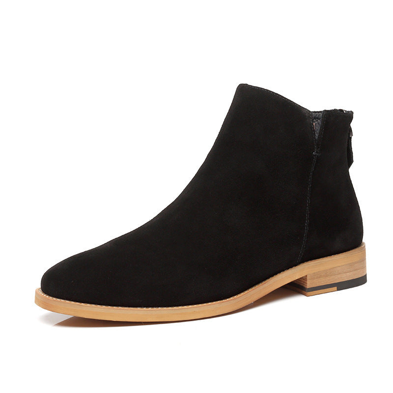 Genuine Leather Men's Boots High-top Platform Frosted Men's Boots