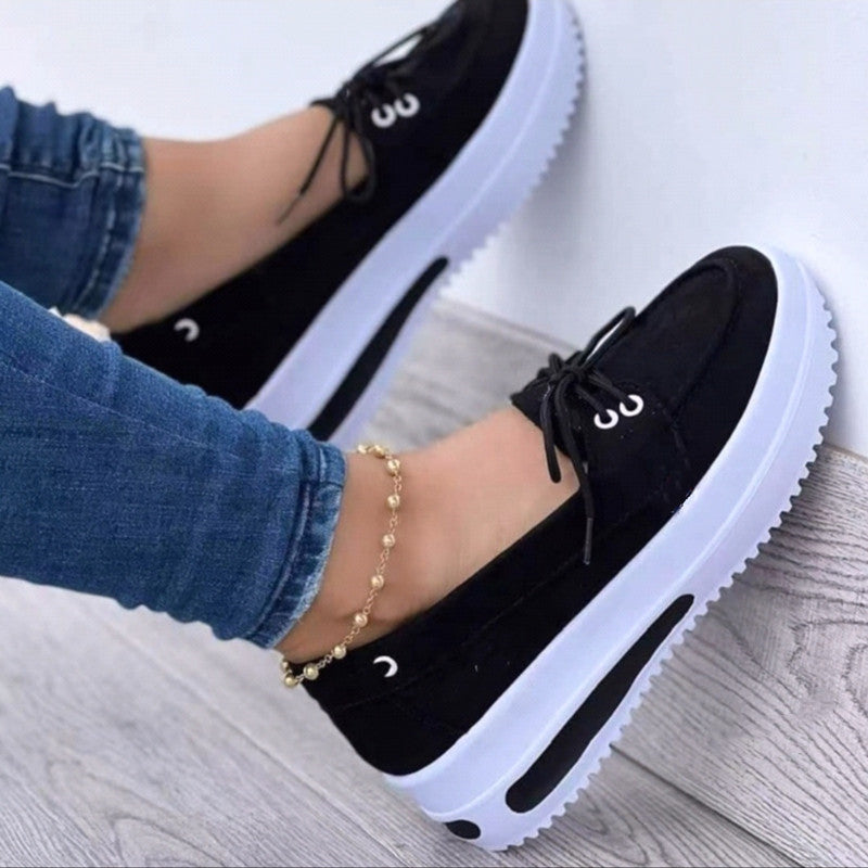 Heel Casual Shoes Women's Lace-up Flats Shoes Wedges Heel Casual Shoes
