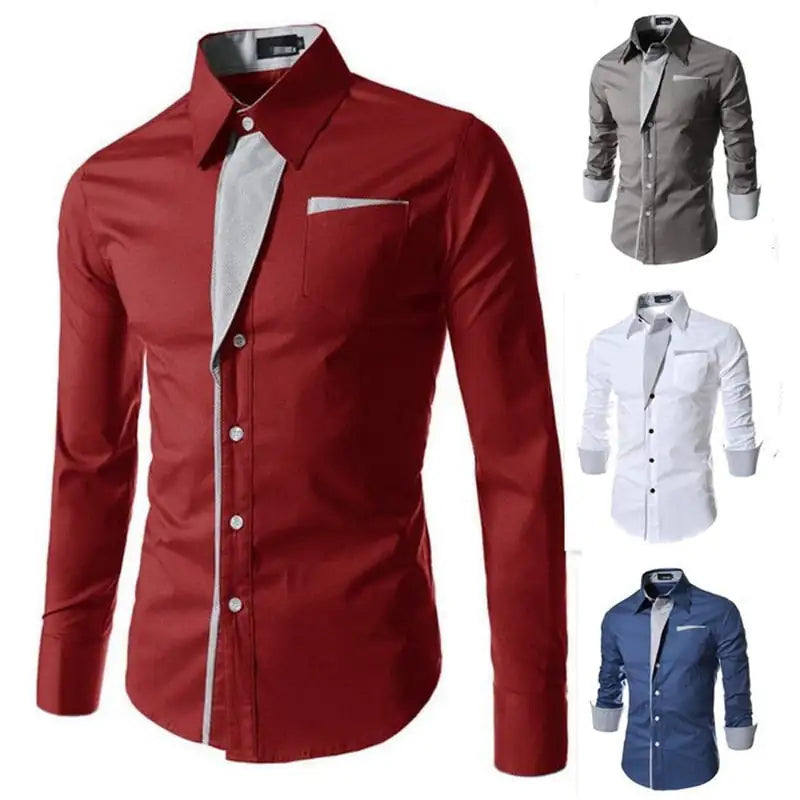 Male Fashion Shirts Full Sleeve Stripe Shirt Men Slim Fit Design Formal Dress Shirts 14 Colors Size M-4XL - sumet.shop