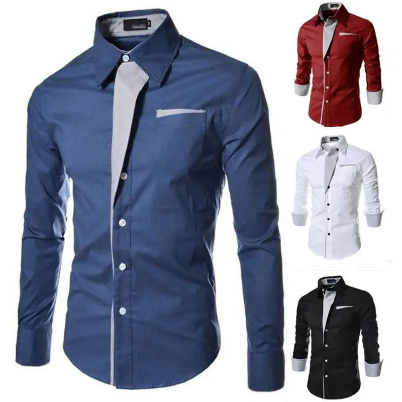 Male Fashion Shirts Full Sleeve Stripe Shirt Men Slim Fit Design Formal Dress Shirts 14 Colors Size M-4XL - sumet.shop