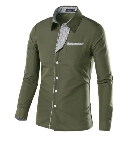Male Fashion Shirts Full Sleeve Stripe Shirt Men Slim Fit Design Formal Dress Shirts 14 Colors Size M-4XL - sumet.shop