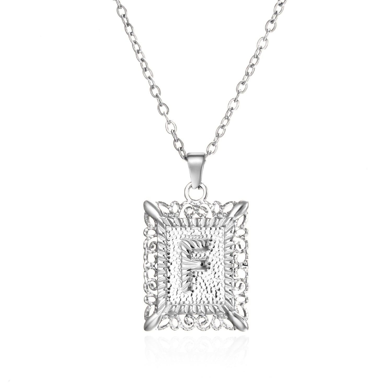 Stainless Steel 26 Letters Titanium Steel Square Pendant - sumet.shop