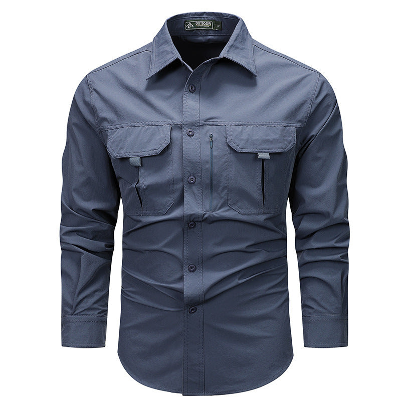 Shirt Men's Long-sleeved  Retro Workwear Shirt Men's Long-sleeved Spring Fashion Brand Casual Overshirt