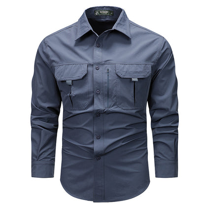 Shirt Men's Long-sleeved  Retro Workwear Shirt Men's Long-sleeved Spring Fashion Brand Casual Overshirt