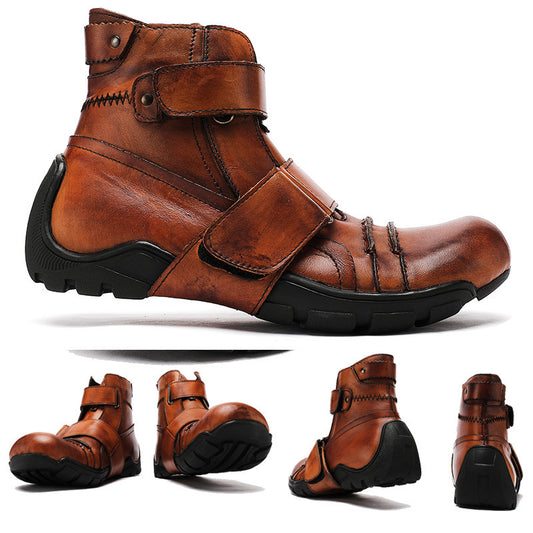 Western Boots Lightweight Cowboy Martin Boots Men's Leather Large Head Handmade