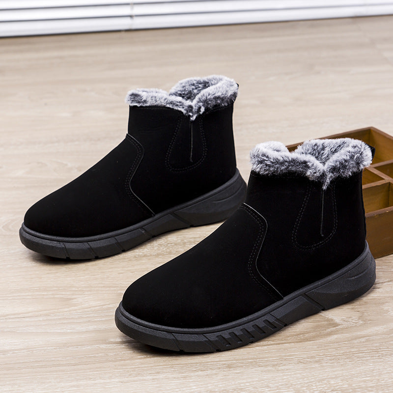 Winter Snow Boots woman V Cutout Shoes With Plush Ankle Boots