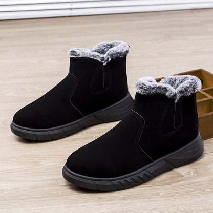 Winter Snow Boots woman V Cutout Shoes With Plush Ankle Boots