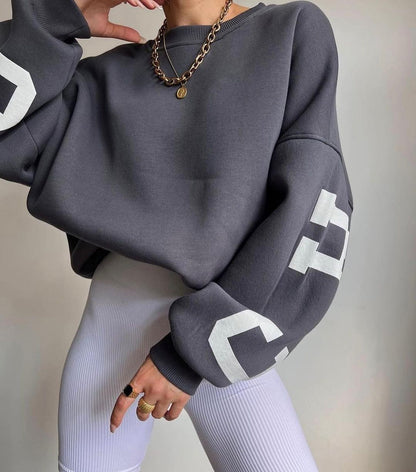 Ladies Casual Fashion Print Versatile Long Sleeve Sweatshirt