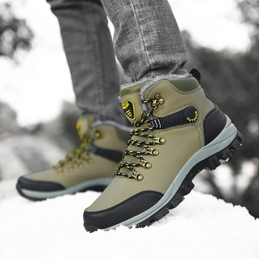 Boots Hiking Lace-up Shoes Winter Snow Boots Men Warm Plush Ankle Boots Hiking Lace-up Shoes