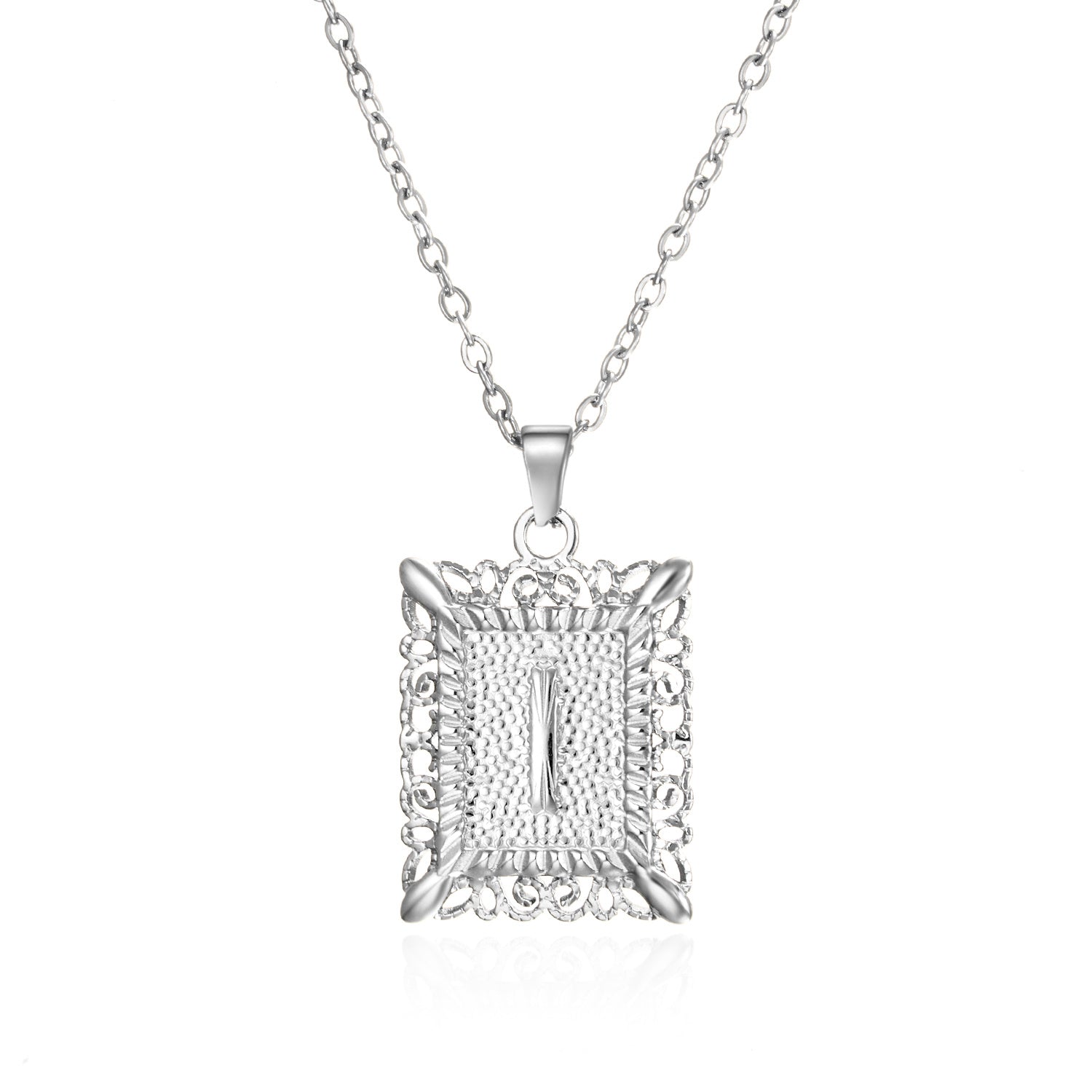 Stainless Steel 26 Letters Titanium Steel Square Pendant - sumet.shop