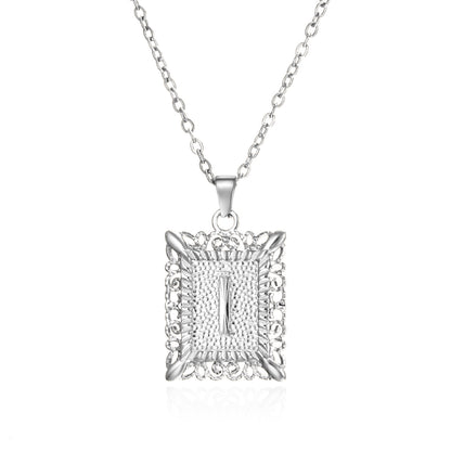 Stainless Steel 26 Letters Titanium Steel Square Pendant - sumet.shop
