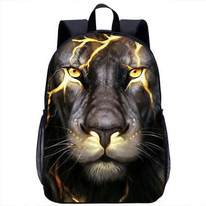 Youth Backpack Lion Print 17 Inch Large Capacity Youth Backpack