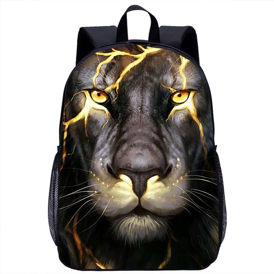 Youth Backpack Lion Print 17 Inch Large Capacity Youth Backpack