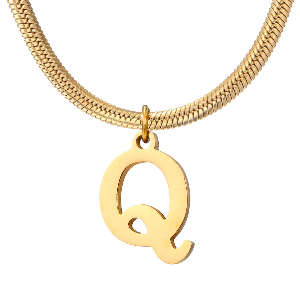 Chains Minimalist A-Z Letter Pendant Necklace For Women Stainless Steel Gold Color Snake Chains Jewelry Birthday Gift