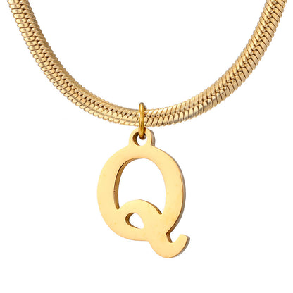 Chains Minimalist A-Z Letter Pendant Necklace For Women Stainless Steel Gold Color Snake Chains Jewelry Birthday Gift