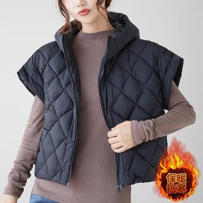 Women's Vest With Fly Sleeves And Hoodie Trendy Coat