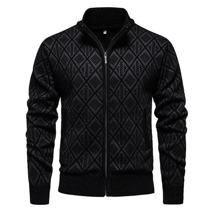 Sweater Coat Fall Winter Men Fleece-lined Casual Zipper