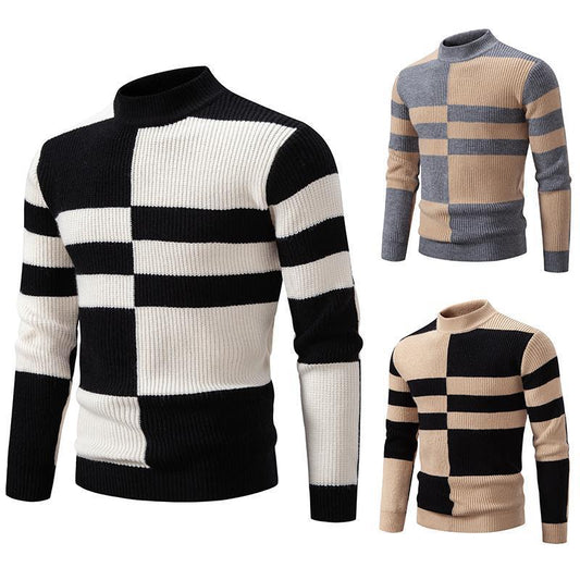 Men's Half-high Collar Slim-fit Jumper Knitwear Korean Youth Fashion Casual Top - sumet.shop