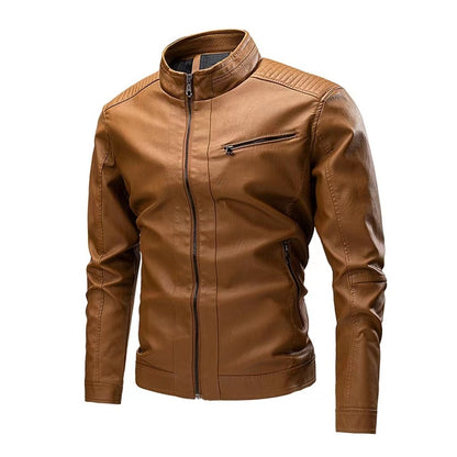Leather Jacket Coat Spring And Autumn Cross-border Casual Men's Leather Clothing Stitching Motorcycle Retro Fashion Leather Jacket Coat