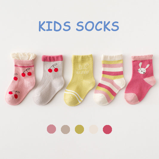 Children's Socks 5 Pairs Of Spring And Summer Thin