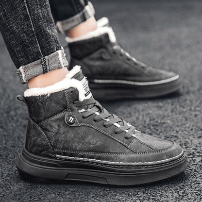 fashion casual Boots shoes New style plus velvet thick warm high-top sneakers men's cotton shoes Korean fashion casual shoes