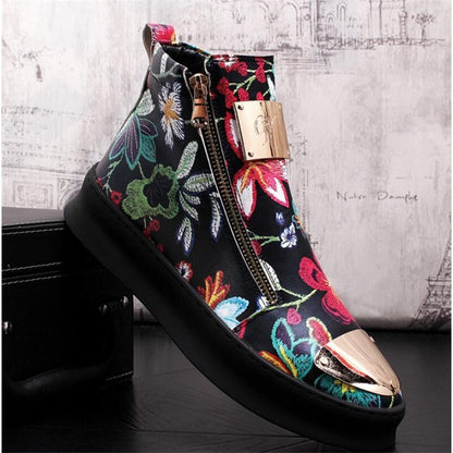 high top shoes with thick Printed high top shoes with thick soles and high rise Martin boots