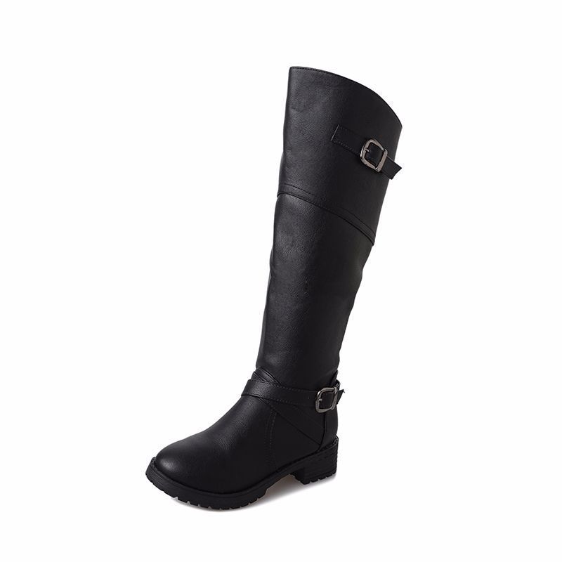 Knee Boots Women's shoes with large belt buckle and Knee Boots