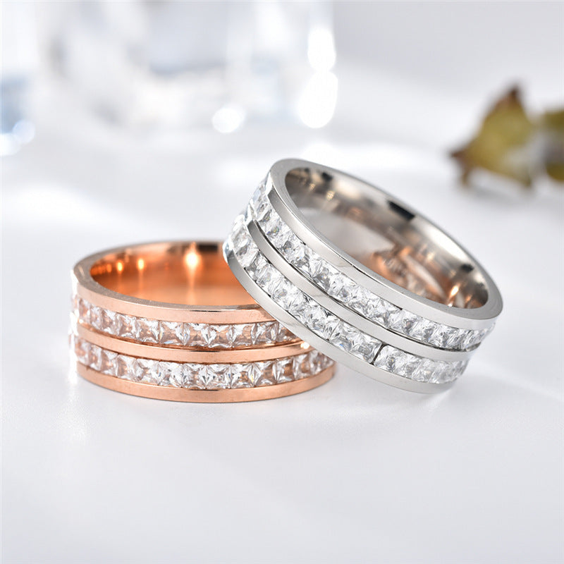 Double Row Diamond Stainless Steel Accessories Ring - sumet.shop