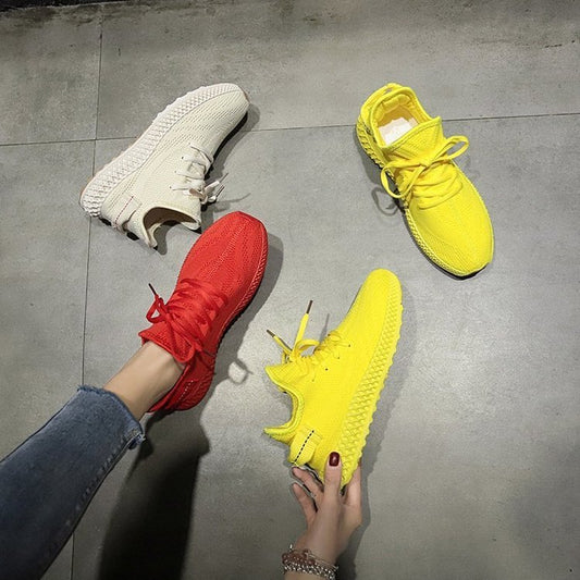 sports running shoes Women's new flying woven casual sports running shoes