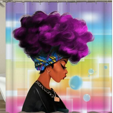 Waterproof Polyester Shower Curtain African American 3D Retro Style Print