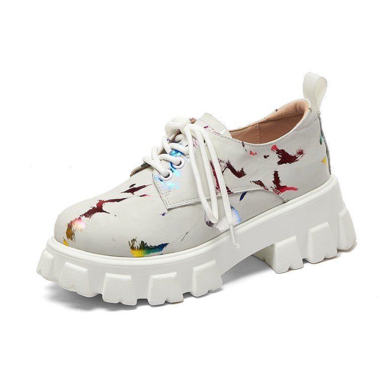 Round Toe Wedge Casual Shoes Camouflage Platform Round Toe Wedge Casual Shoes