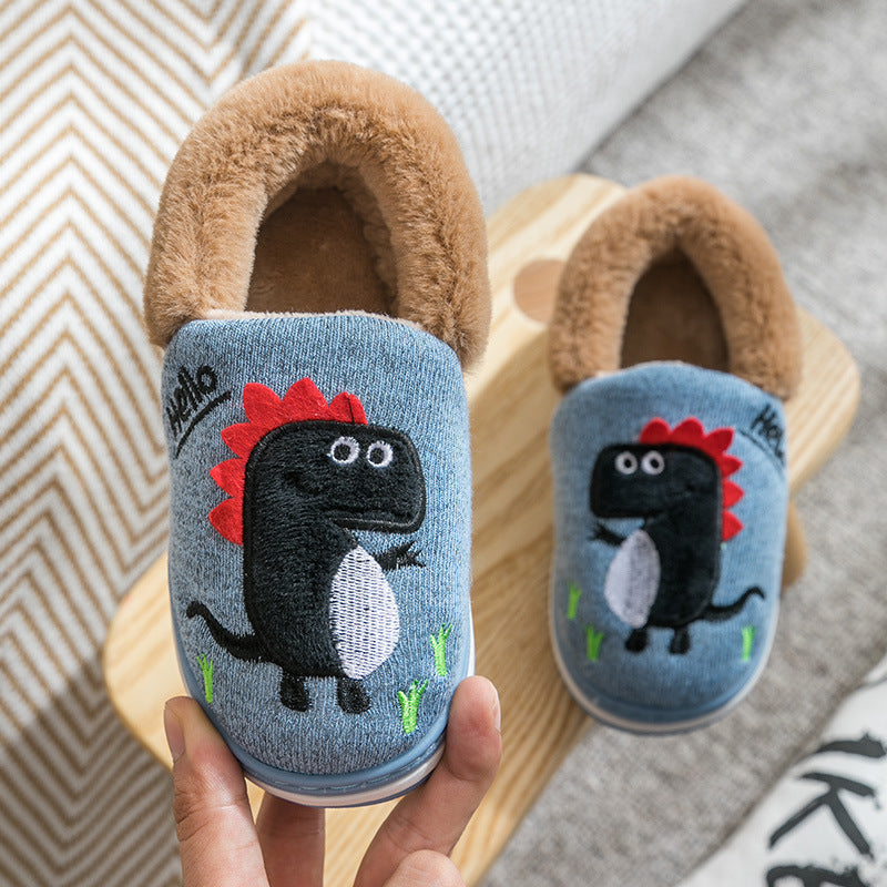 Children's Winter Cotton Dinosaur Slippers Are Soft, Non-Slip And Warm