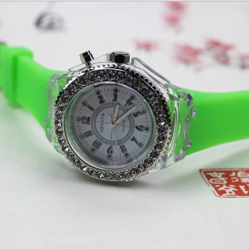 Bracelet Watches LED Luminous Watches Geneva Women Quartz Watch Women Ladies Silicone Bracelet Watches